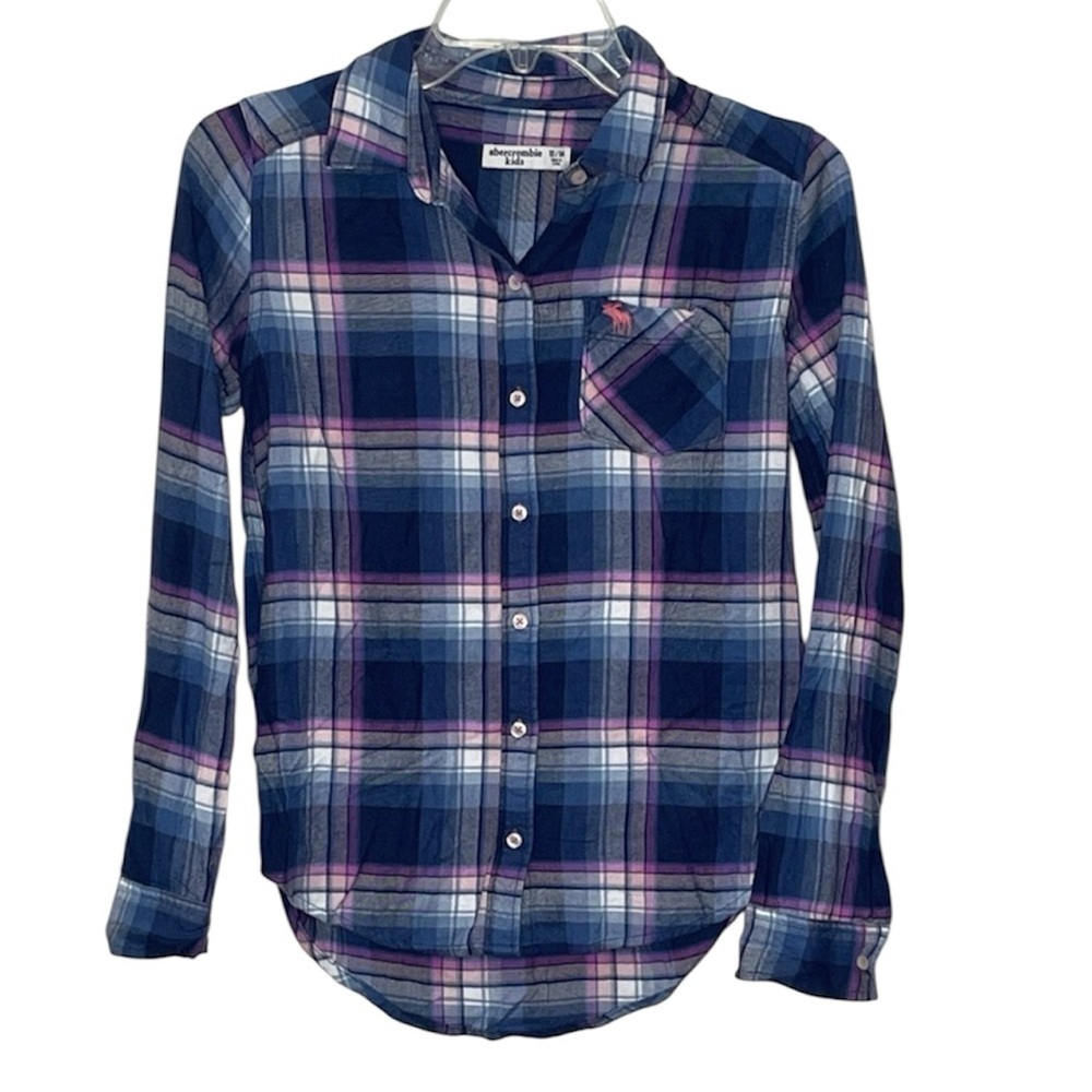 ❤️ ABERCROMBIE Kids Flannel Button Down Shirt Size 14